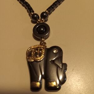 Black and Gold Elephant Pendant Necklace